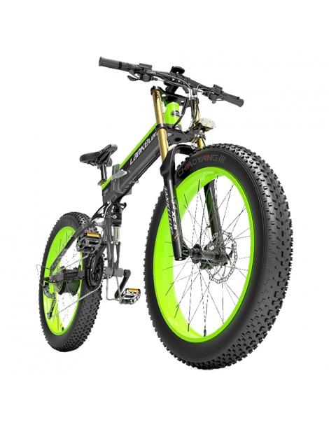 LANKELEISI T750 Plus 26*4.0 Pollici Fat Tire Bici Elettrica Pieghevole - Motore 48V 1000W e Batteria al Litio 17.5Ah - Verde