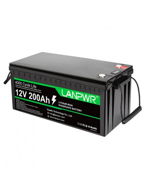 LANPWR 12V 200Ah LiFePO4 Batteria di backup 2560Wh di energia 4000 cicli profondi