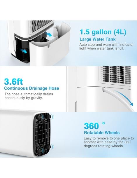 Luko Ol20-d025c Deumidificatore Portatile Capacità Di Deumidificazione 20l Timer 24 Ore Bassa Rumorosità - Bianco