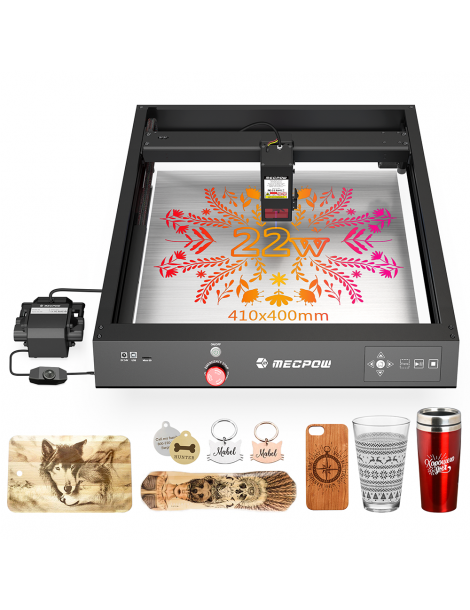 Mecpow X4 Incisore laser da 22W con Air Assist integrato area di incisione di 400 x 410 mm Spot laser da 0 08 mm x 0 1 Xmm