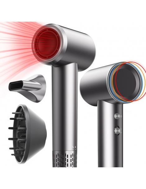 Micollme H6S Asciugacapelli Con 2 Bocchette Asciuga I Capelli Medi In 2-3 Minuti 59dB Tecnologia A Ioni Negativi - Grigio