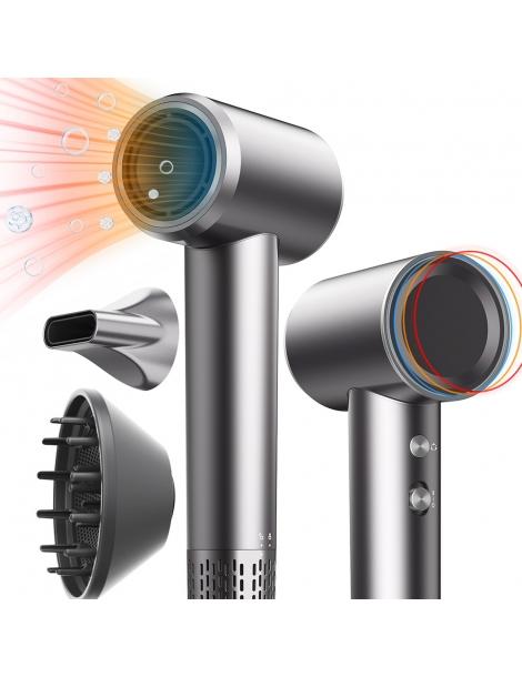 Micollme H6S Asciugacapelli con 2 bocchette asciuga i capelli medi in 2-3 minuti 59dB tecnologia a ioni negativi - grigio