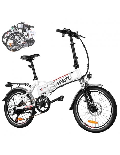 Myatu MYT-20 Bici Elettrica Pieghevole Motore 250W Batteria 36V 10.4Ah Pneumatico 20 Pollici - Bianco