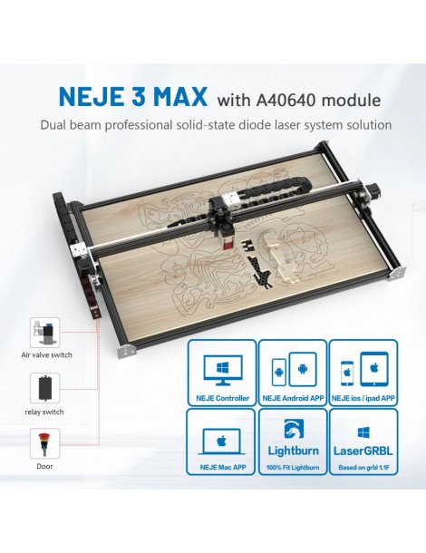 NEJE 3 MAX Incisore Laser Con Kit Di Moduli A Doppio Raggio Laser A40640 - 460x810 Mm