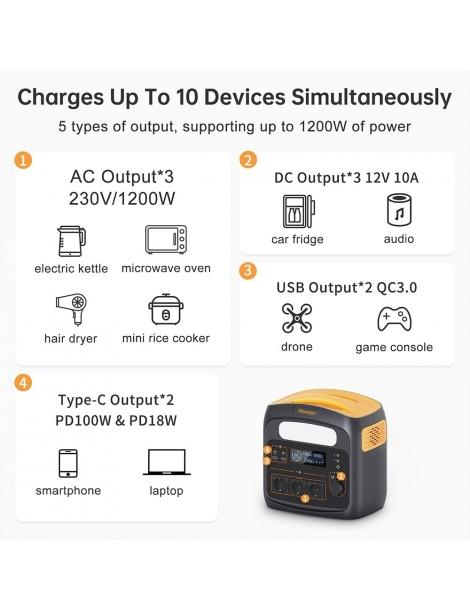 Newsmy N1200 Stazione Di Alimentazione Portatile Batterie LiFePO4 Da 921Wh