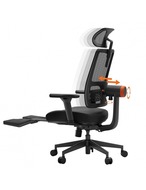 NEWTRAL MagicH-BP Sedia ergonomica con poggiapiedi schienale auto-avvolgente supporto lombare adattivo - Nero