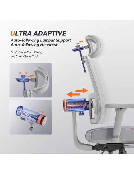 NEWTRAL MagicH-BPro Sedia Ergonomica Con Poggiapiedi Poggiaschiena Auto-avvolgente Supporto Lombare Adattivo - Grigio