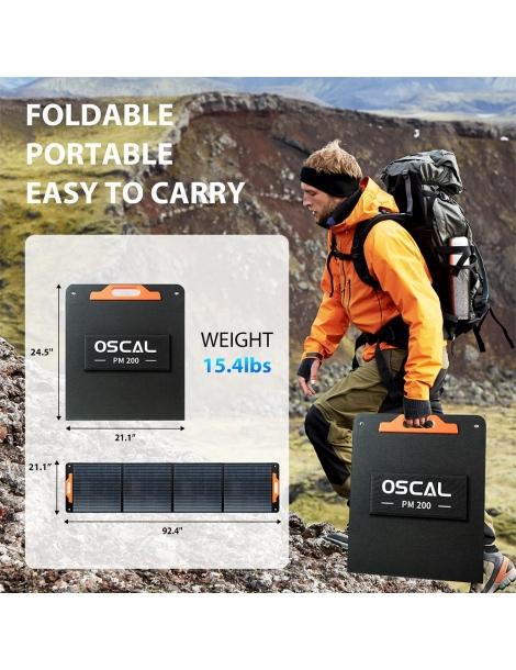 Oscal PM200 200W Pannello Solare Pieghevole Cavalletto Regolabile Efficienza Di Conversione Solare ≥22% - Spina UE