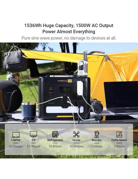 Powerness Hiker U1500 Centrale Elettrica Portatile Generatore Solare LiFePO4 Da 1536Wh Uscita CA Da 1500W
