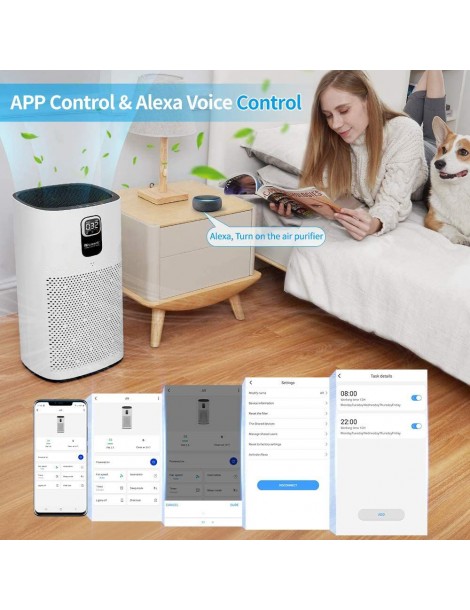 Proscenic A9 Purificatore D'Aria Con Filtro H13 True HEPA Connessione WiFi Ampia Copertura Di 2904 Piedi²