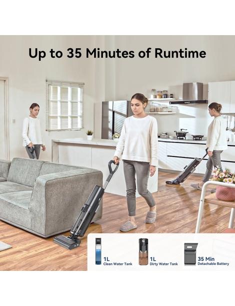 Proscenic F20A Aspirapolvere Lavapavimenti Senza Fili Autonomia 35 Minuti Doppio Serbatoio Dell'acqua Da 1L