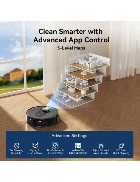 Proscenic Q8 Aspirapolvere Robot Aspirazione 4200 Pa LiDAR Nav Autonomia 200 Minuti - Nero