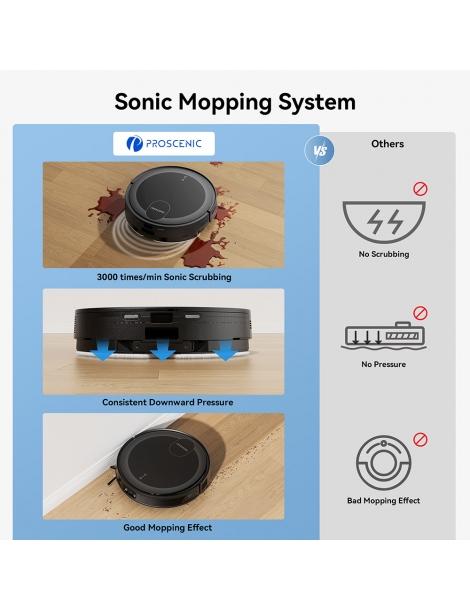 Proscenic X1S Aspirapolvere Robot Aspirazione 3000Pa Navigazione Laser PathPro- Nero