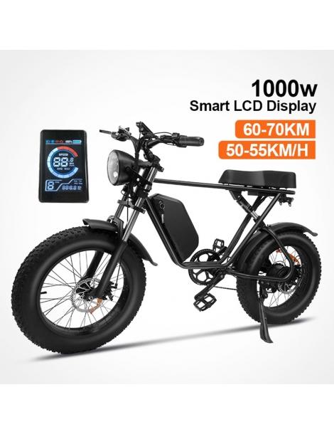 Q8 20*4 Pollici Fat Tire Off-road Electric Bike Motore 1000W Batteria 48V 17.5Ah Velocità Massima 55km/h
