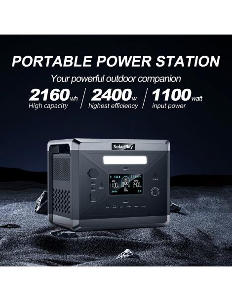 SolarPlay Q2501 Centrale Elettrica Portatile Batteria LiFePO4 Da 2400W/2160WH 12 Porte Di Uscita