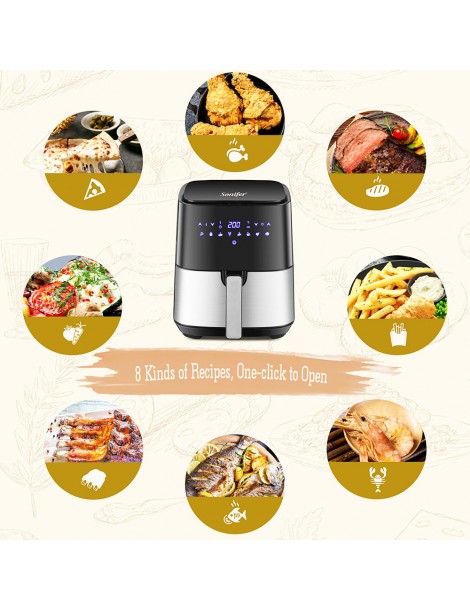 Sonifer SF1014 1450W 5L Friggitrice Ad Aria Senza Olio LED Touchscreen Friggitrice Elettrica Cestello Antiaderente