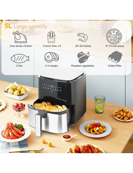 Sonifer SF1014 1450W 5L Friggitrice Ad Aria Senza Olio LED Touchscreen Friggitrice Elettrica Cestello Antiaderente