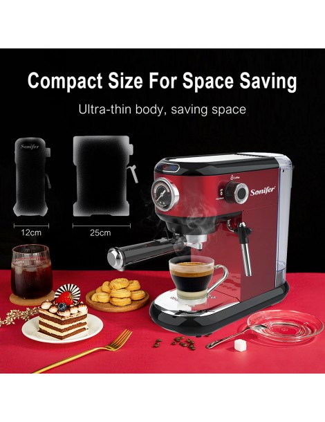Sonifer SF3558 1450W Caffettiera Elettrica Per Caffè Espresso Pompa A 15 Bar Cappuccinatore Con Schiuma Di Latte
