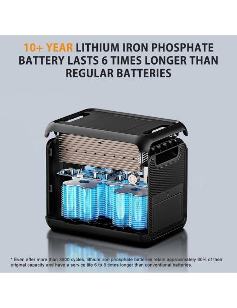 TALLPOWER V2000 Stazione Di Alimentazione Portatile Generatore Solare LiFePo4 Da 1536Wh Uscita CA Da 2000W - Nero