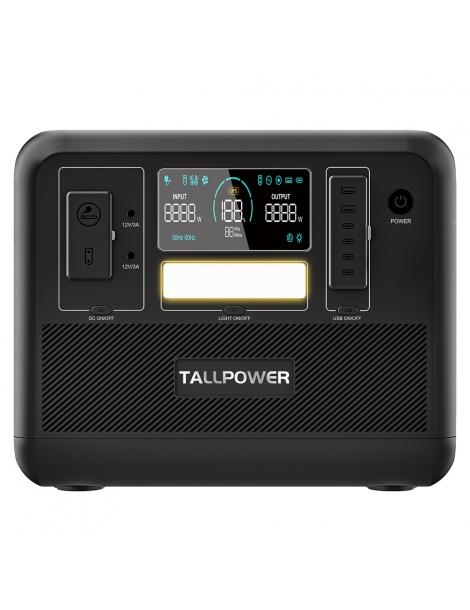 TALLPOWER V2000 Stazione di alimentazione portatile generatore solare LiFePo4 da 1536Wh uscita CA da 2000W - Nero