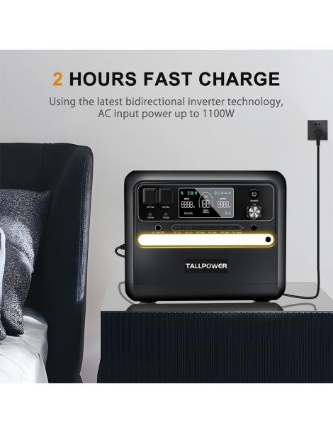 TALLPOWER V2400 Stazione Di Alimentazione Portatile Generatore Solare LiFePo4 Da 2160Wh Uscita CA Da 2400W UPS - Nero