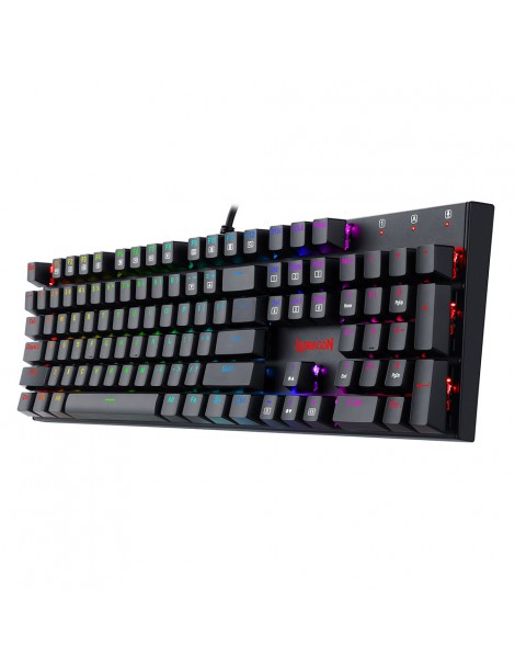 Tastiera Meccanica Cablata A 104 Tasti K565-RGB Retroilluminazione RGB Layout USA Base In Alluminio Interruttore Rosso - Nero