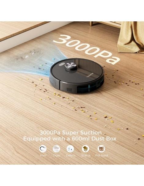 Tesvor S5 Robot Aspirapolvere 3 In 1 Aspirazione Mopping Spazzare 3000Pa Aspirazione Navigazione LiDAR - Nero