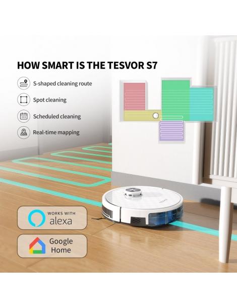 Tesvor S7 Pro Robot Aspirapolvere Con Funzione Mop Aspirazione 6000Pa Navigazione Laser Pattumiera 600ml