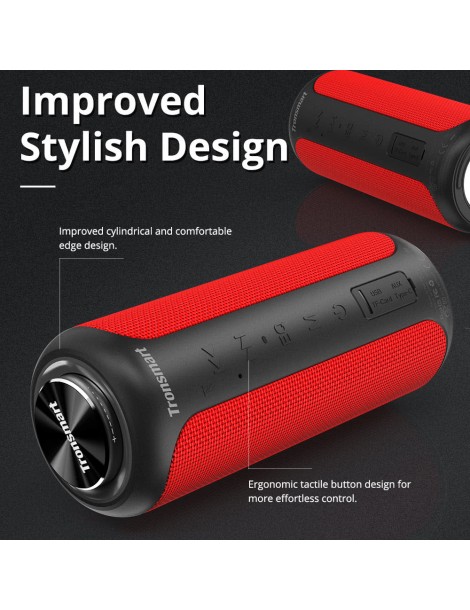 Tronsmart T6 Plus Edizione Aggiornata Altoparlante Portatile Bluetooth 5.0 Con Potenza Fino A 40W Suono A 360° IPX6 NFC - Rosso