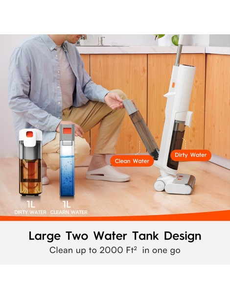 Ultenic AC1 Aspirapolvere A Secco Senza Filo Aspirazione 15kpa Serbatoio Dell'acqua 2L Pulizia A Doppio Bordo