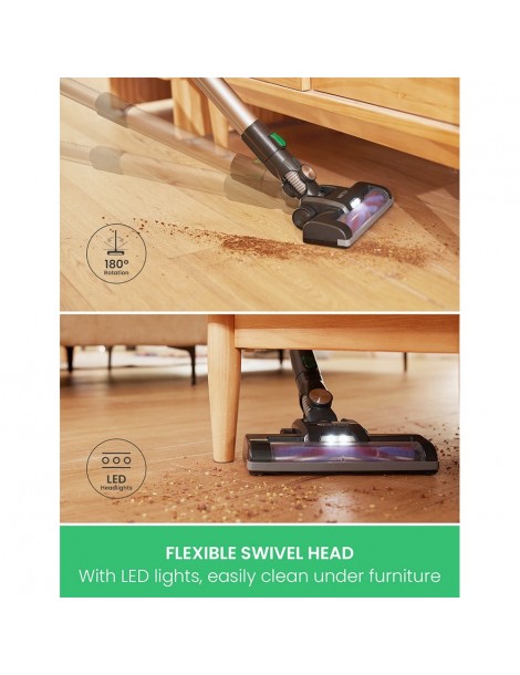 Vactidy V8 Handheld Cordless Vacuum Cleaner 20KPa Suction LED Electric Brush Head Detachable Battery 35min Runtime