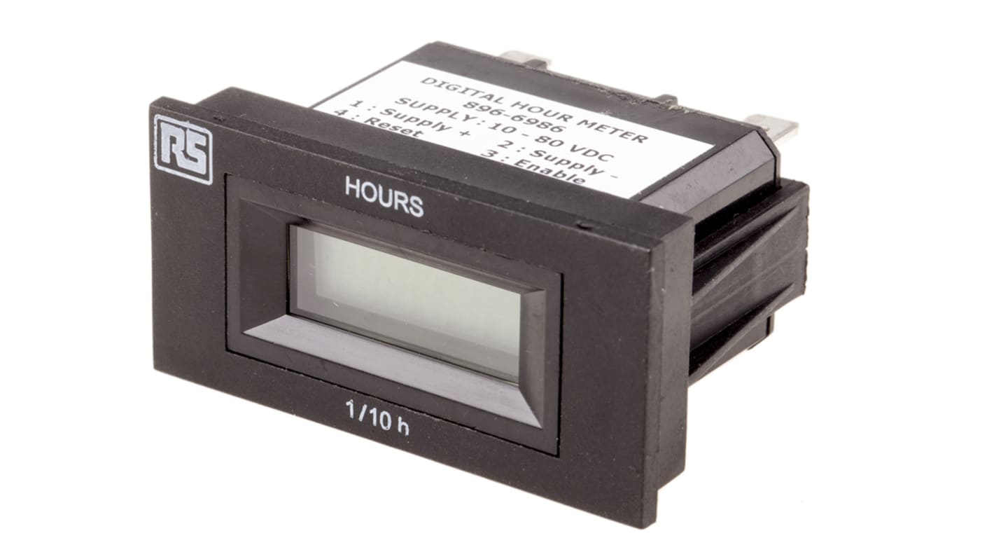 Rs-Online Contatore elettronico RS PRO Ore display LCD 6 cifre 10 → 80 V c.c
