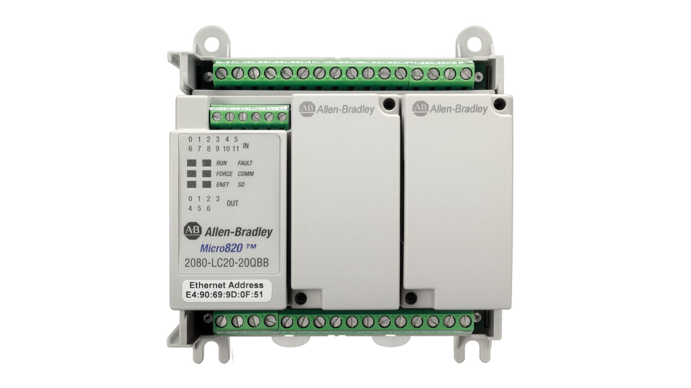 Rs-Online CPU PLC Allen Bradley Micro820 ingressi: 12 uscite: 8 20 I/O 24 V c.c
