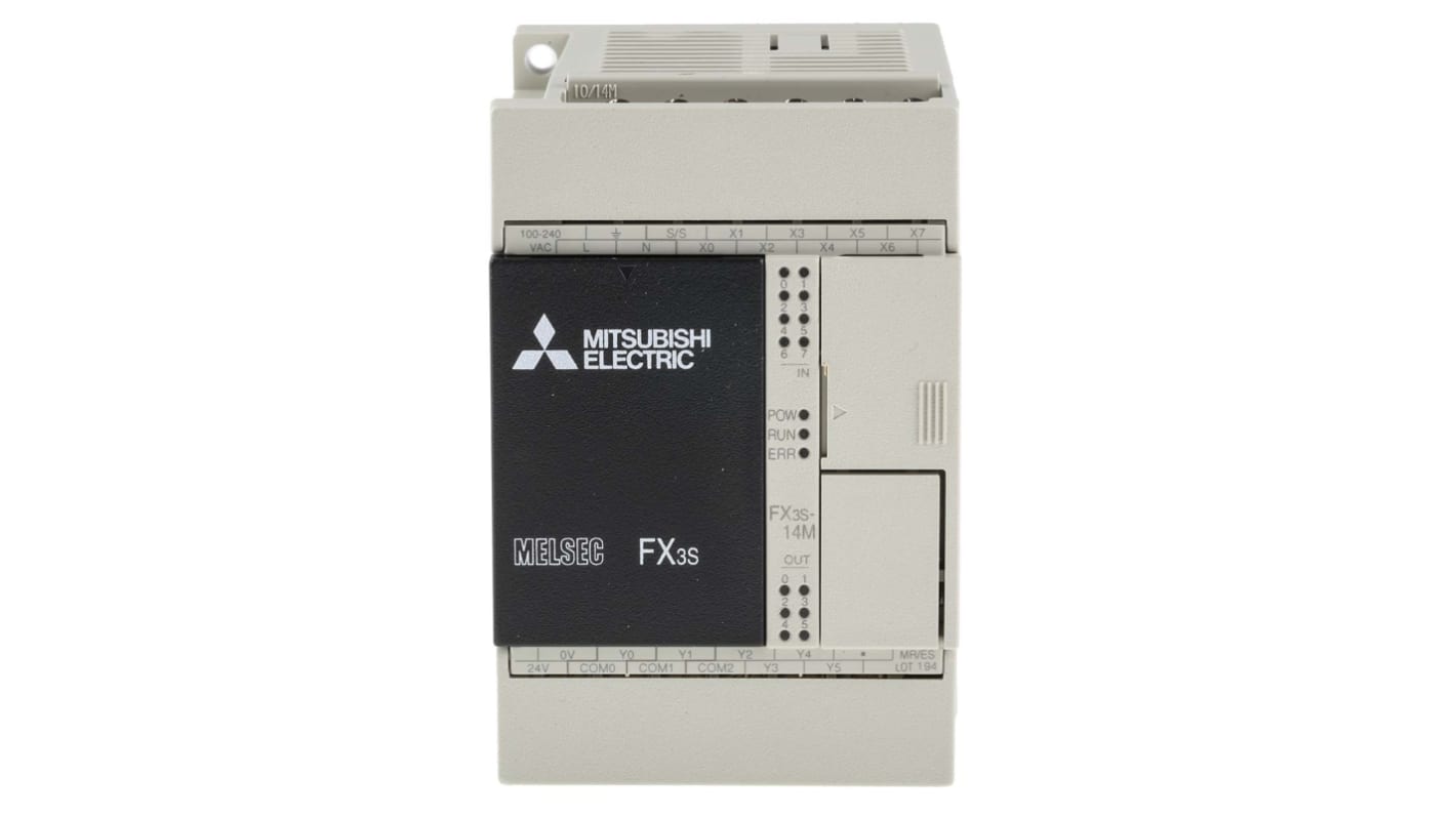 Rs-Online CPU PLC Mitsubishi Electric FX3S ingressi: 8 uscite: 6 14 I/O 100 → 240 V c.a