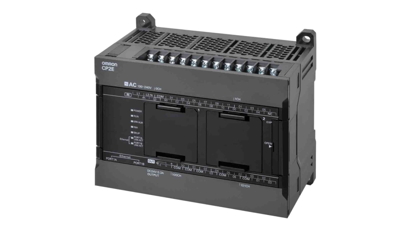 Rs-Online CPU PLC Omron CP2E ingressi: 18 uscite: 12 30 I/O 24 V c.c