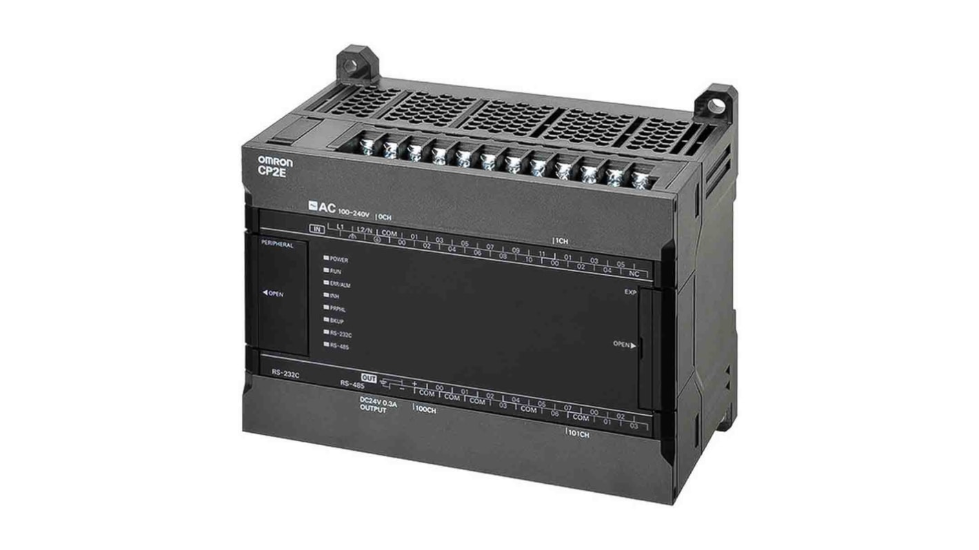 Rs-Online CPU PLC Omron CP2E ingressi: 18 uscite: 12 30 I/O 24 V c.c