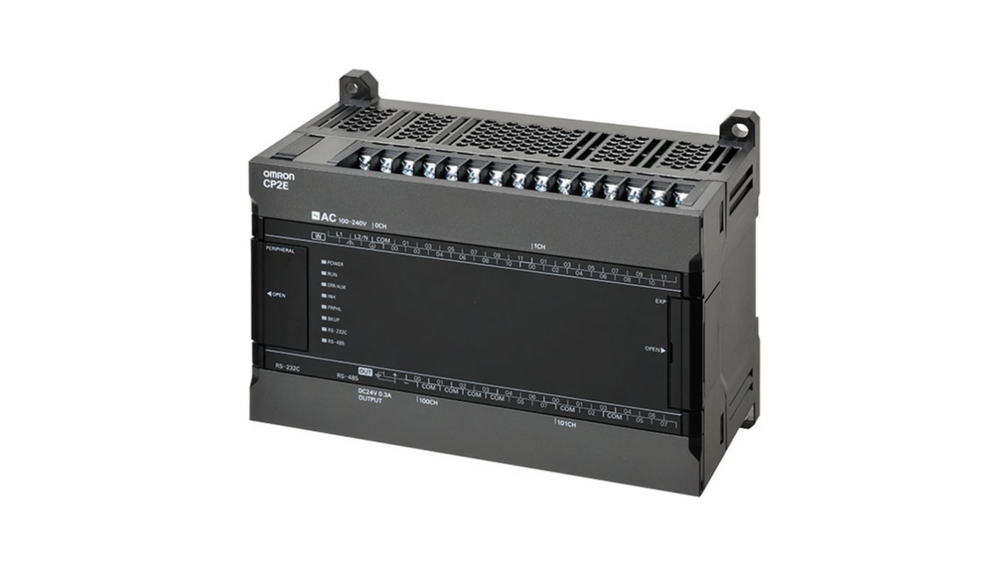 Rs-Online CPU PLC Omron CP2E ingressi: 24 uscite: 16 40 I/O 100 240 V c.a