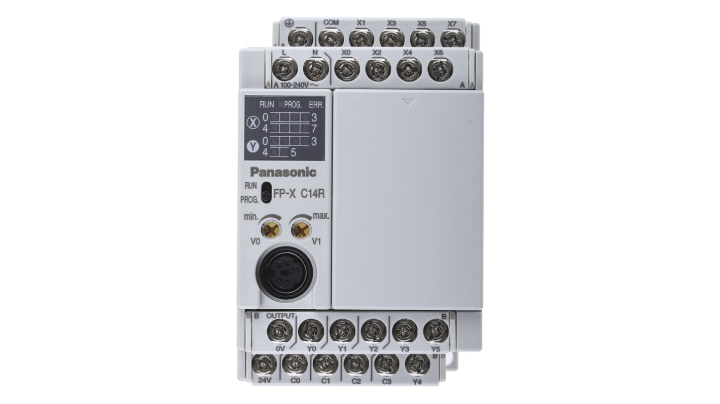 Rs-Online CPU PLC Panasonic Serie AFPX-C ingressi: 8 uscite: 8 14 I/O 100 → 240 V c.a