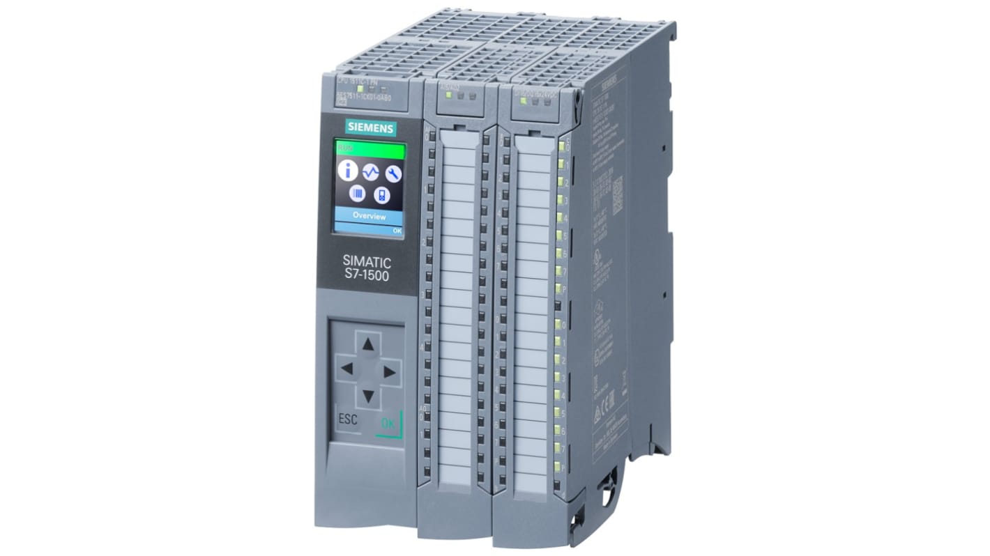 Rs-Online CPU PLC Siemens SIMATIC S7-1500 ingressi: 16 (digitale) 5 (analogico) uscite: 2 analogici 16 digitali