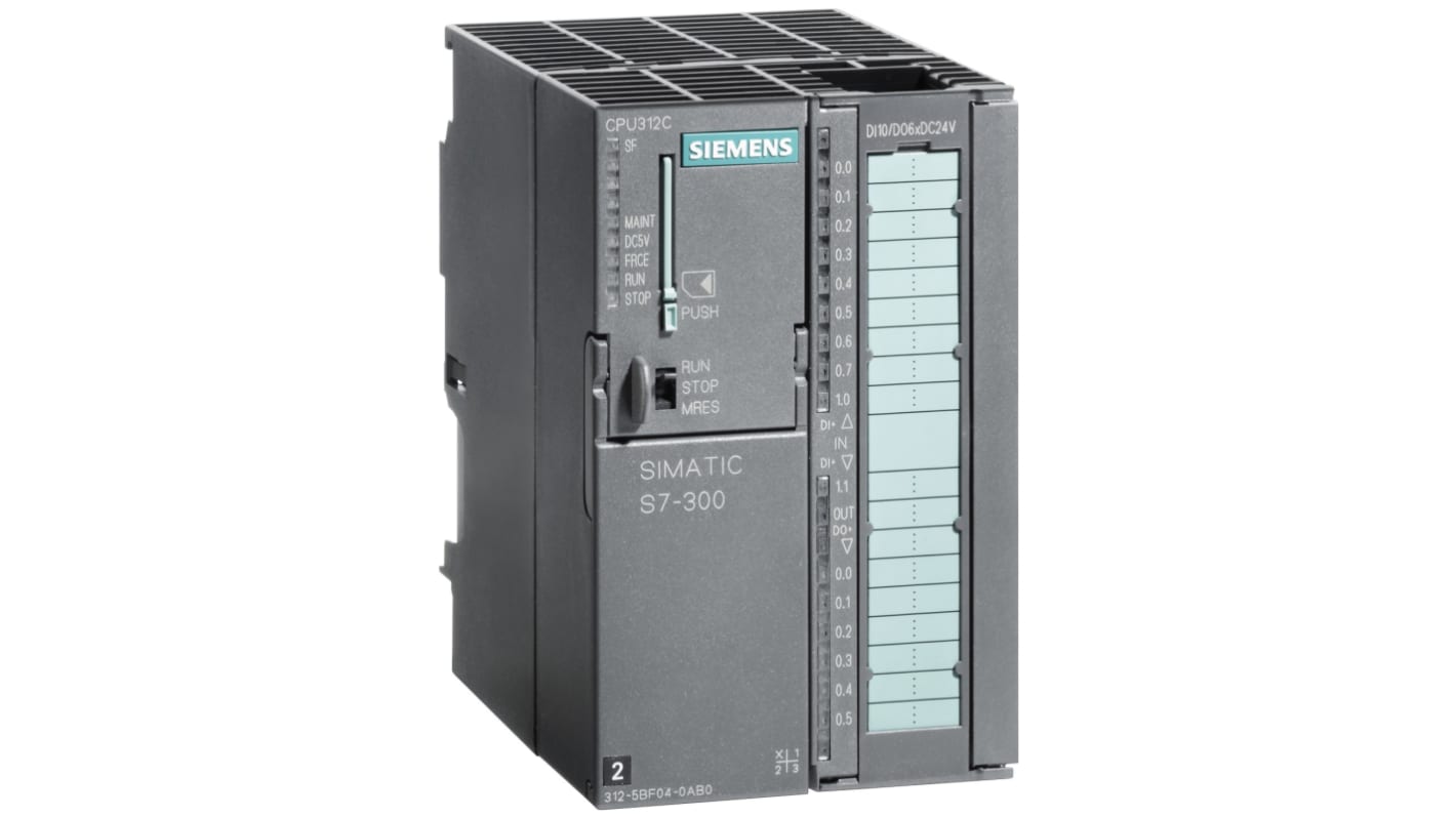 Rs-Online CPU PLC Siemens SIMATIC S7-300 ingressi: 10 (Digitali) uscite: 6 (Digitali) 16 I/O 24 V c.c