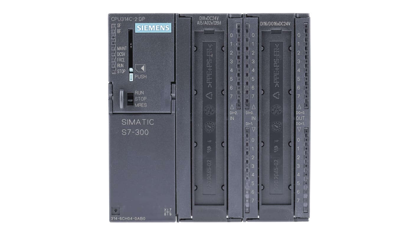 Rs-Online CPU PLC Siemens SIMATIC S7-300 ingressi: 28 (24 digitali 4 analogici) uscite: 18 (16 digitali 2 analogici) 46 I/O