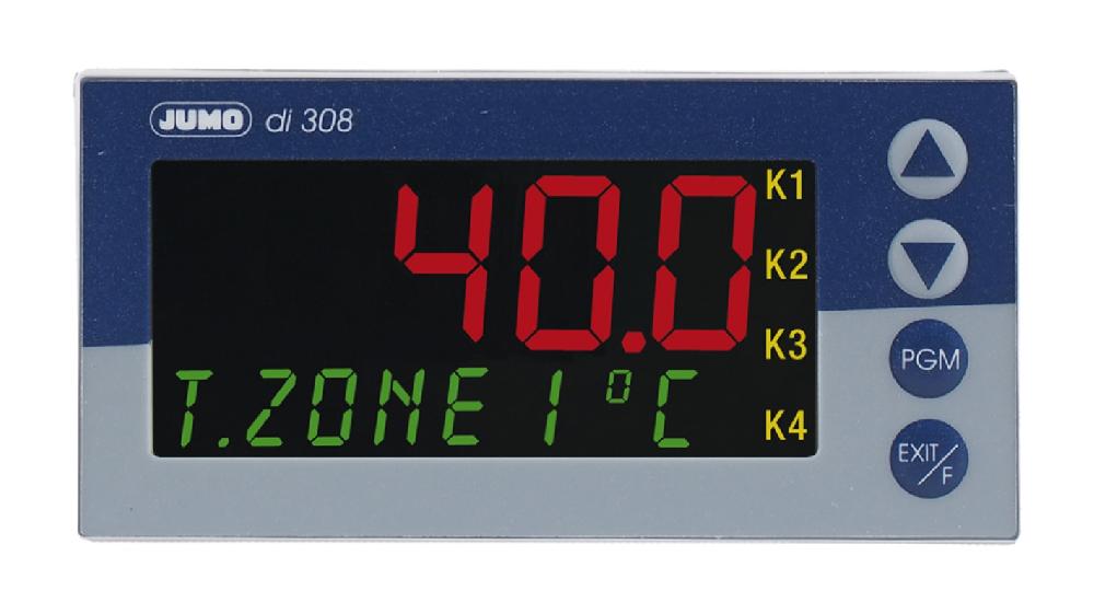 Rs-Online Indicatore digitale Jumo di 308 20 → 30 V c.a./c.c. 96 x 48 (1/8 DIN)mm 4 uscite Logico Relè