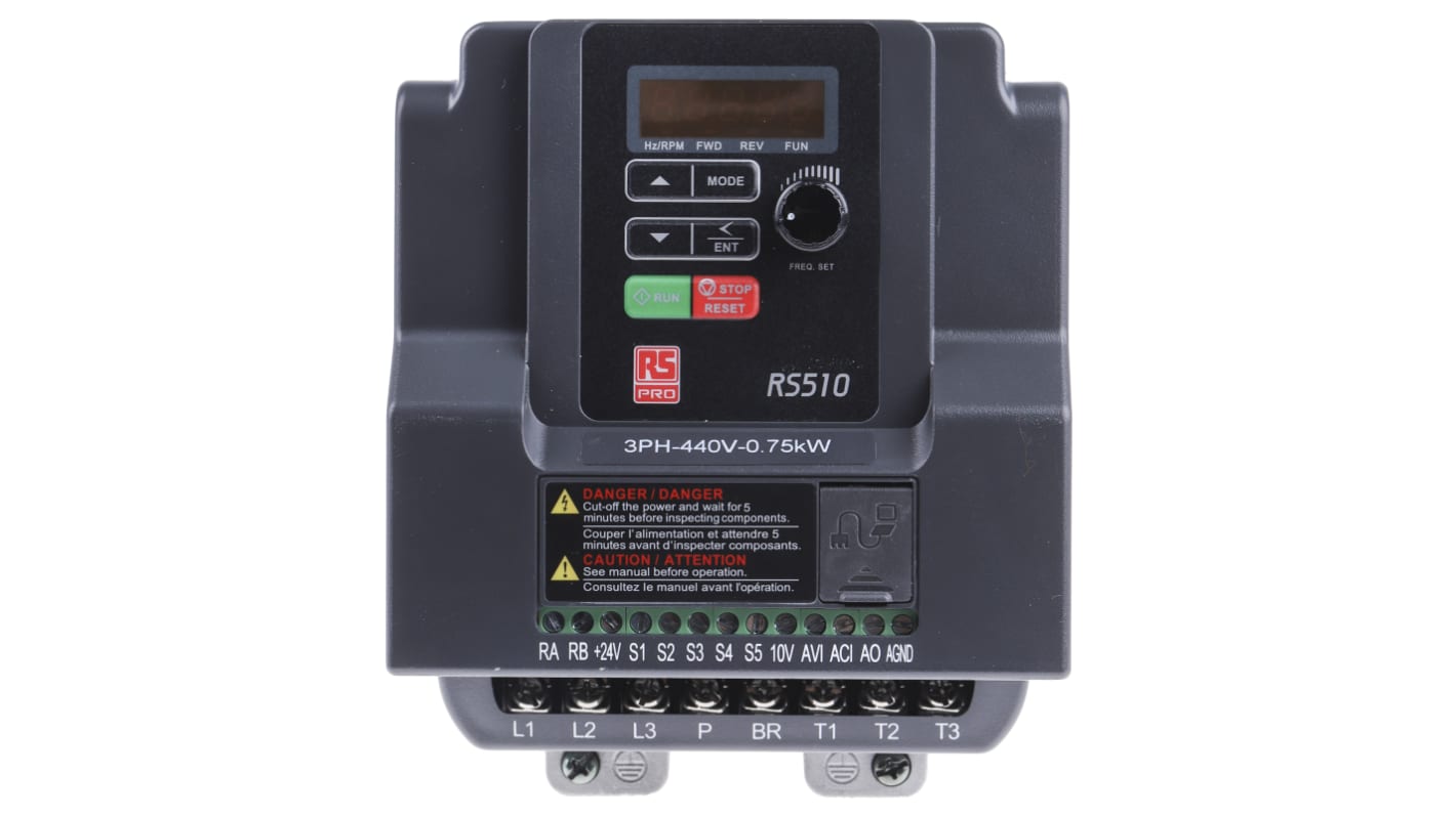 Rs-Online Inverter RS PRO 0 75 kW 380 → 480 V c.a. 3 fasi 599Hz