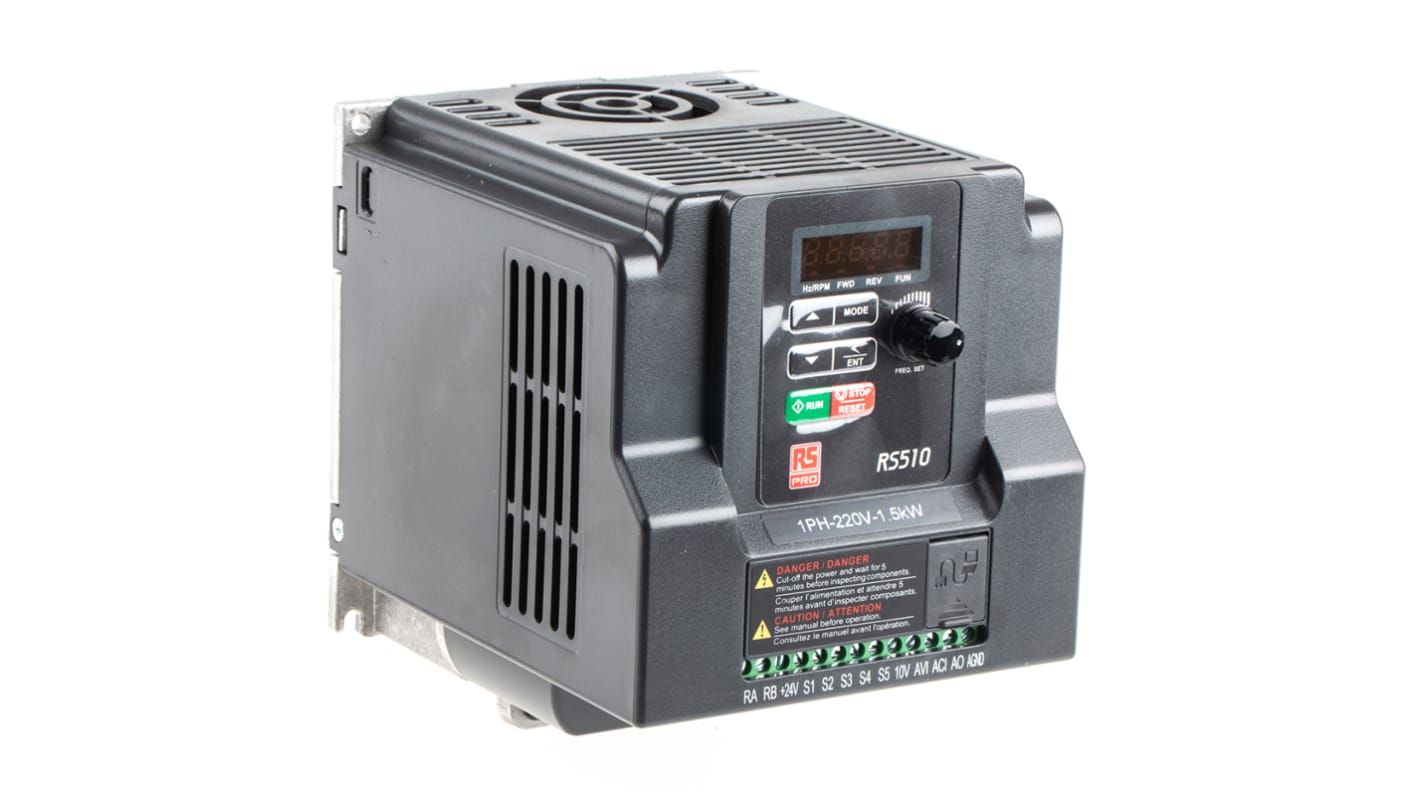 Rs-Online Inverter RS PRO 1 5 kW 230 V c.a. 1 fase 0.01 → 599Hz