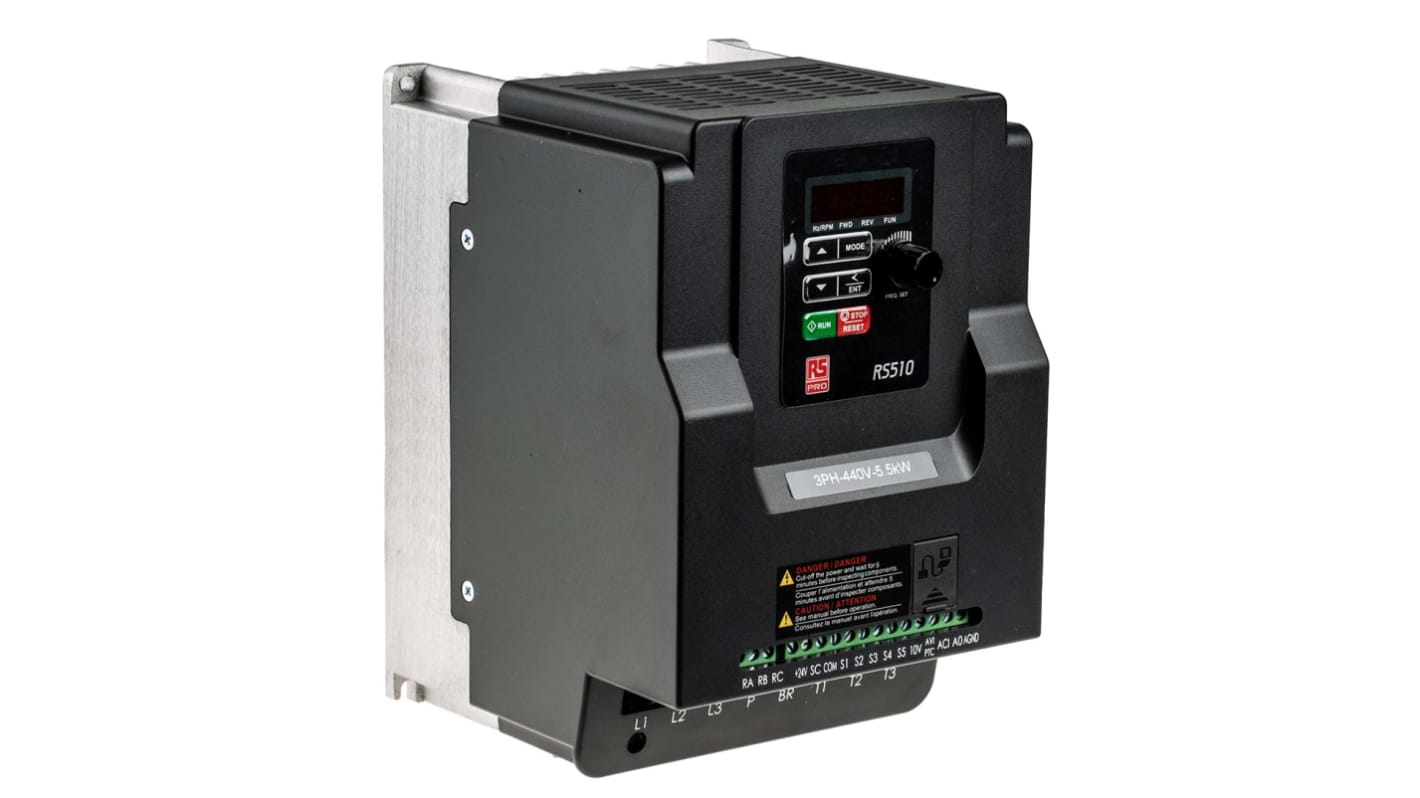 Rs-Online Inverter RS PRO 5 5 kW 380 → 480 V c.a. 3 fasi 599Hz
