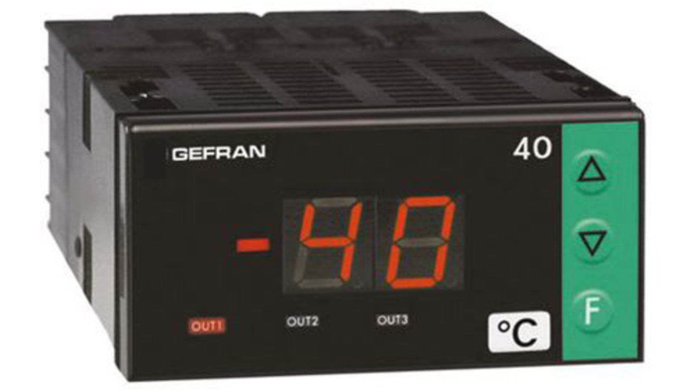 Rs-Online Regolatore di temperatura On/Off Gefran 40T72 11 → 27 V c.c. 18 → 27 V c.a. 72 x 36mm 2 uscite Relè