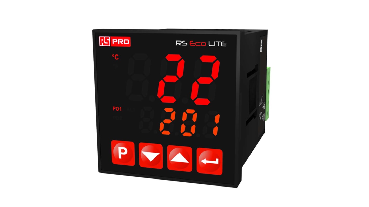 Rs-Online Regolatore di temperatura On/Off RS PRO 10→30 V c.c. 48 x 48mm 2 uscite Relè