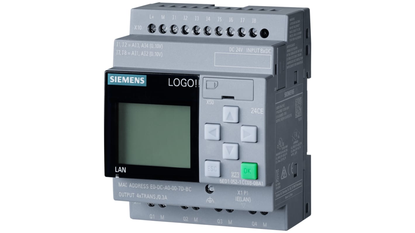 Rs-Online CPU PLC Siemens LOGO ingressi: 8 uscite: 4