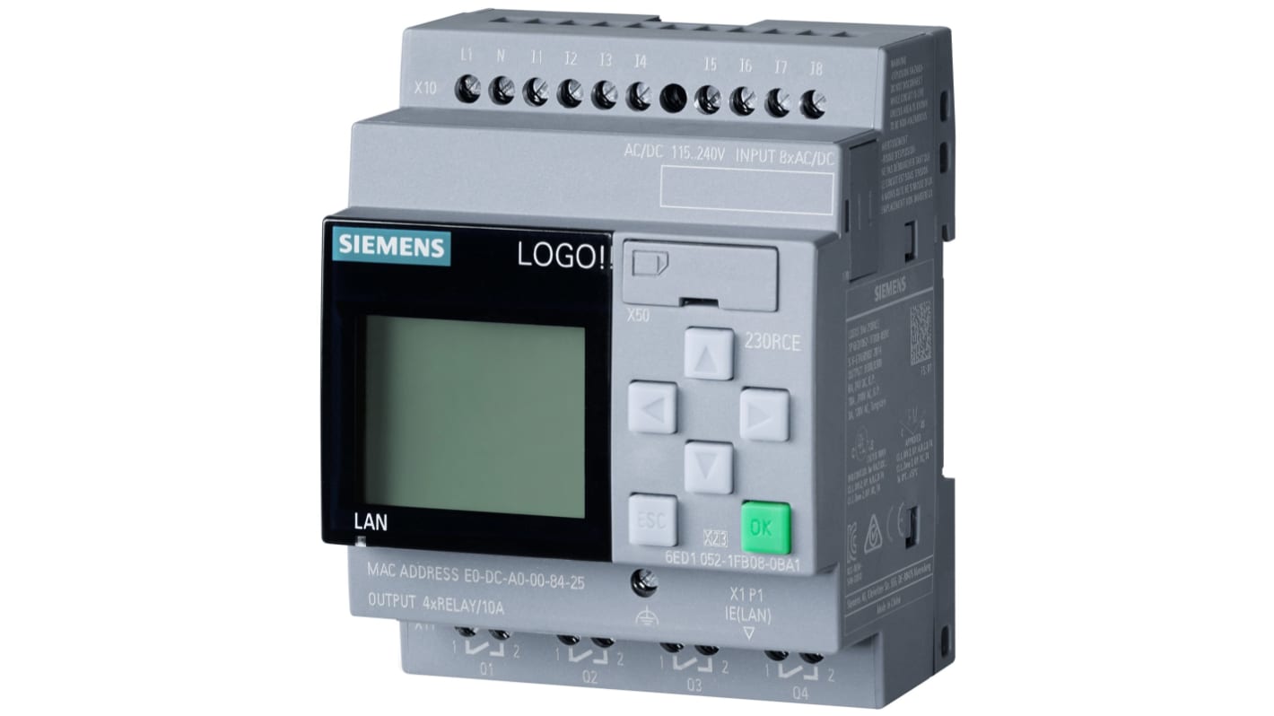 Rs-Online CPU PLC Siemens LOGO ingressi: 8 uscite: 4