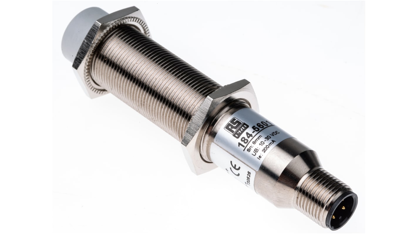 Rs-Online Sensore Di Prossimità Cilindro Filettato RS PRO M18 Rilevamento 8 Mm 10 → 30 V C.c